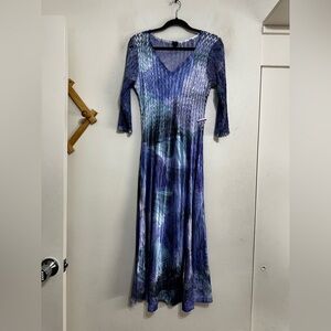 NWOT Komarov Floral Chiffon Overlay Midi Dress, Large